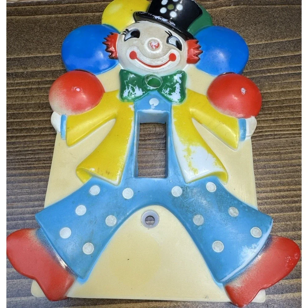 Vintage 1975 Nursery Originals Clown Light Switch Plate Cover Hong Kong